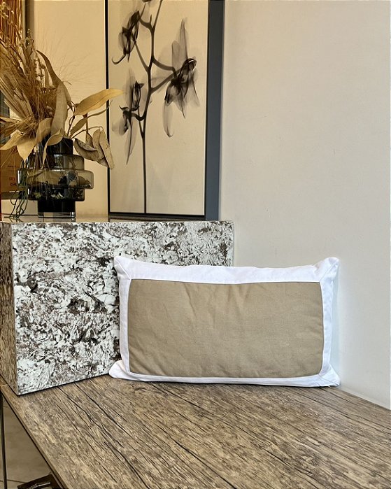 Almofada Geométrica Moldura Bege 50x30  - Breton (Apartamento Decorado)