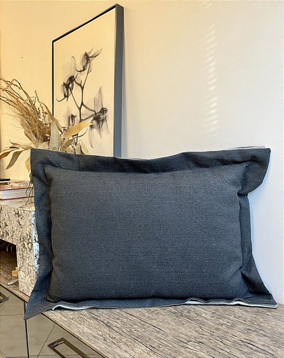 Almofada de Cama em Gordurão e Linho 85x65 - Artesanal (Apartamento Decorado)