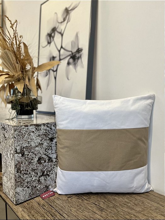 Almofada Decorativa Faixa Bege 50x50  - Breton (Apartamento Decorado)