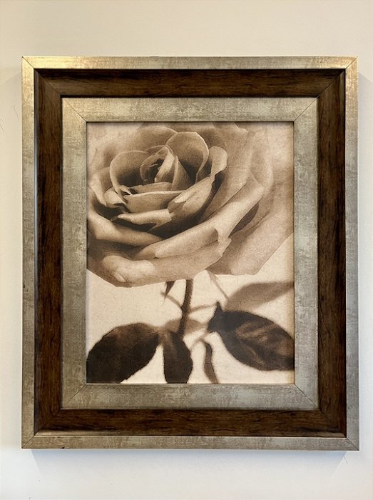 Quadro Flor Rosa 71x61 - Artesanal (Apartamento Decorado com Detalhe)