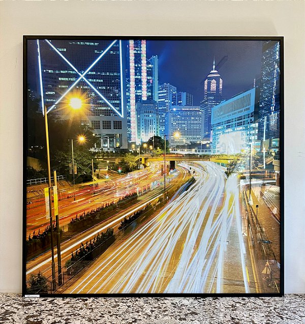 Quadro SP Noturno 1.20x1.20 - Artesanal (Apartamento Decorado com Detalhe)