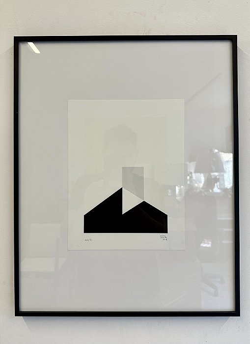 Quadro Abstrato Geométrico com Vidro e Moldura 40x50 - (Artesanal)