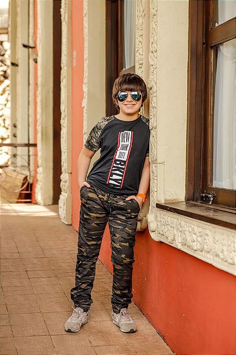 Calça Jogger Sarja Camuflada Infantil Masculina - Grade Com 5 Peças - Wju  Jeans