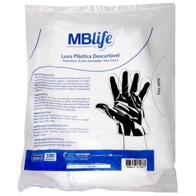 LUVA DESC PLASTICA MBLIFE C/100