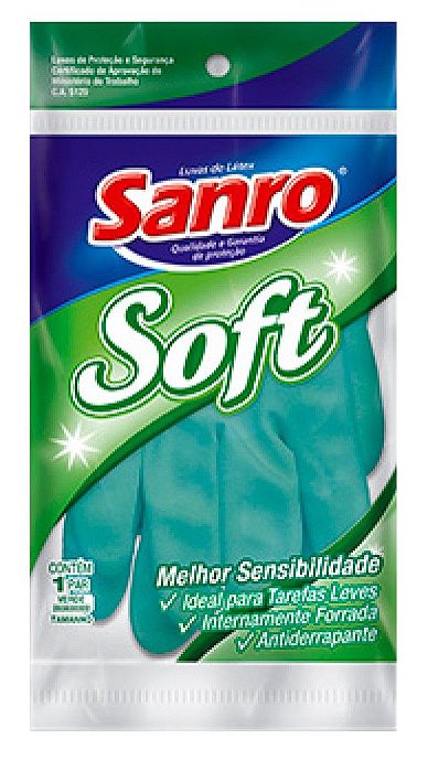 LUVA P/LIMPEZA SANRO SOFT VERDE G