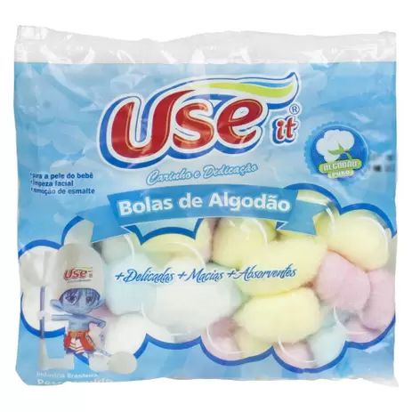 ALGODÃO EM BOLAS USE COLORIDO 20G  PRATICIDADE E ALEGRIA NA HIGIENE