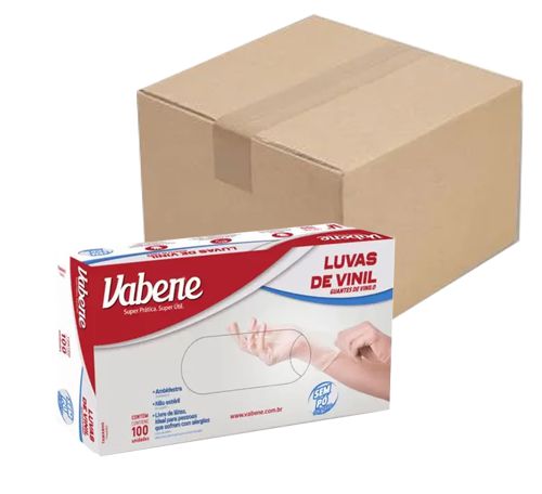 LUVA DE VINIL VABENE S/TALCO C/100UND CX C/10