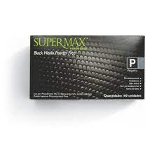 LUVA DE PROC NITR. SUPERMAX BLACK P CX C/10