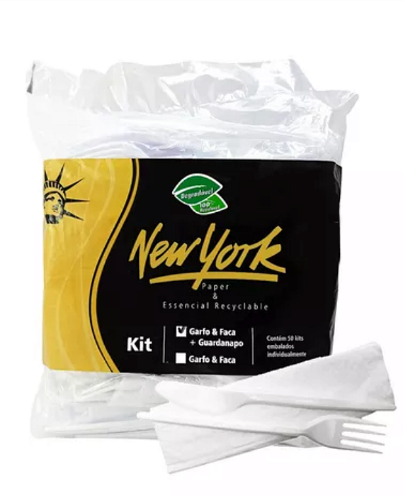 Kit Garfo & Faca + Guardanapo C50 Conjuntos Descartavel Full