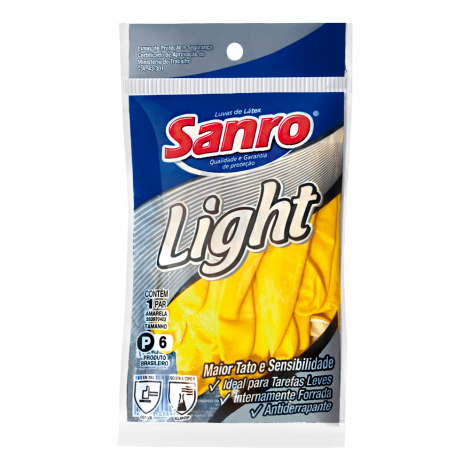 LUVA P/LIMP SANRO LIGHT  AMARELA P