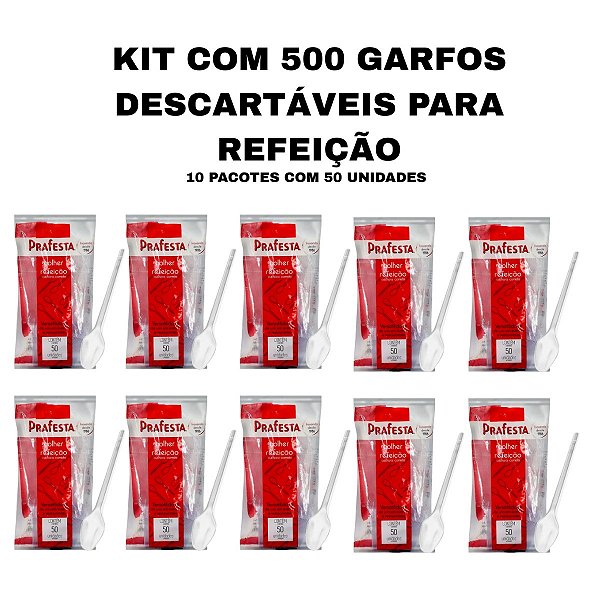 KIT 500 GARFOS REFEIÇÃO PRAFESTA - 10 PACOTES