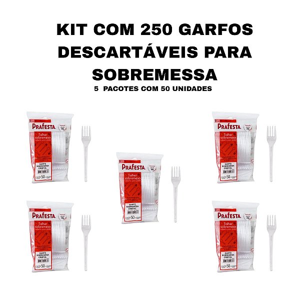 KIT 250 GARFOS SOBREMESA PRAFESTA - 5 PACOTES