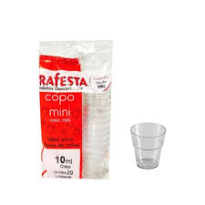 KIT COM 50 COPO MINI CRISTAL PRAFESTA 10ML - 5 PACOTES