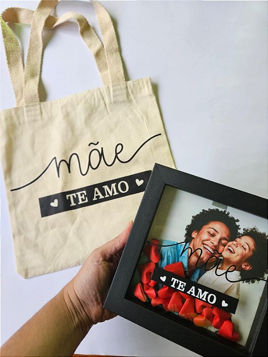 A Quadrinho Porta Retrato Dia das Mães com Ecobag - 18cm