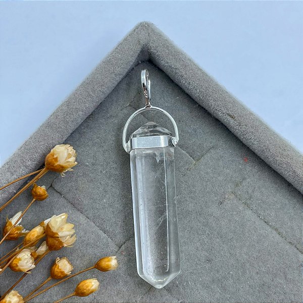 Pingente Biponta G | Quartzo Cristal | Prata 925