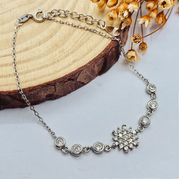 Pulseira Luz Cravejada Microzircônias | Prata 925 Rodinada