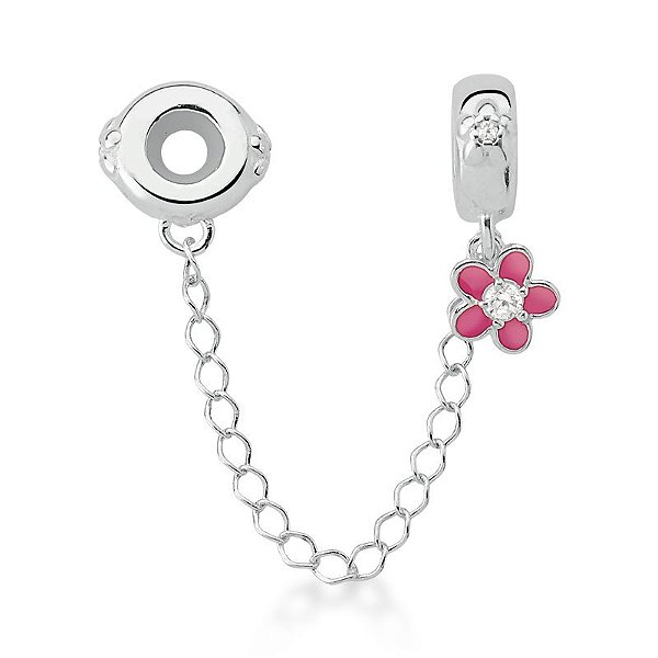 Trava de Segurança Flor Rosa | Prata 925 |