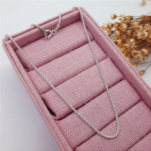 Corrente Pipoca Diamantada 1mm | Prata 925 | 50cm