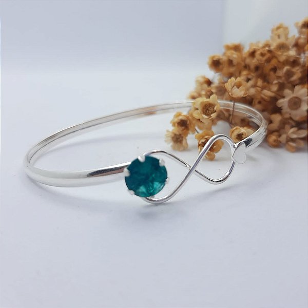 Bracelete Infinito Zircônia Verde | Prata 925