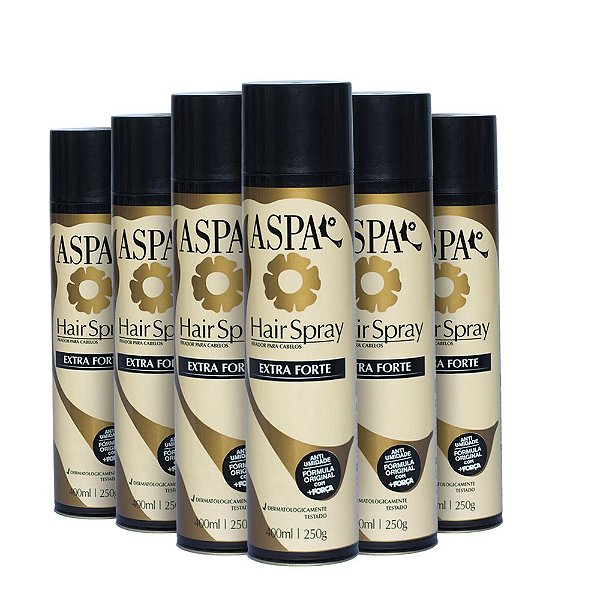 6 Aspa Hair Spray Fixador De Penteado Extra Forte - 400ml