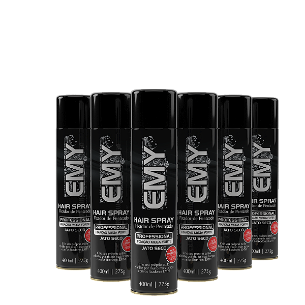 6 Fixadores de Penteado Mega Forte - EMY 400ml