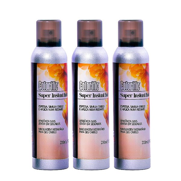 3 Super Instant Hair Maquiagem Para Calvície - Colorific 220ml