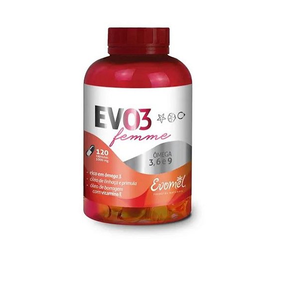 Evo3 Femme Ômega Mulher 3-6-9 Evomel 120 cáps 1000 mg
