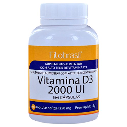Vitamina D3 em caps 2000 UI - 60 cáps