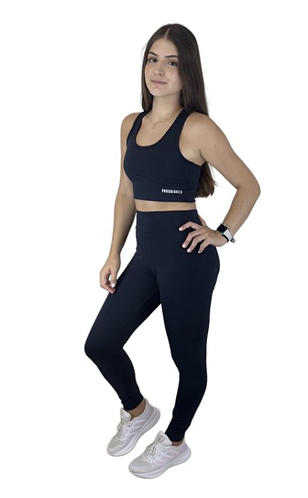 Conjunto: Calça com Bolso + Top Nadador (Poliamida)