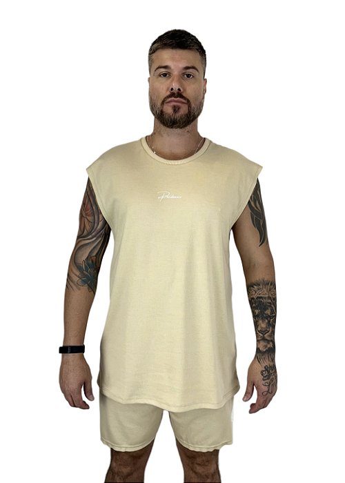 Conjunto de Regata + Shorts Masculino (Suedine) - Bege