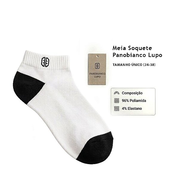Meia soquete-Unissex-branca-Tam:34-38