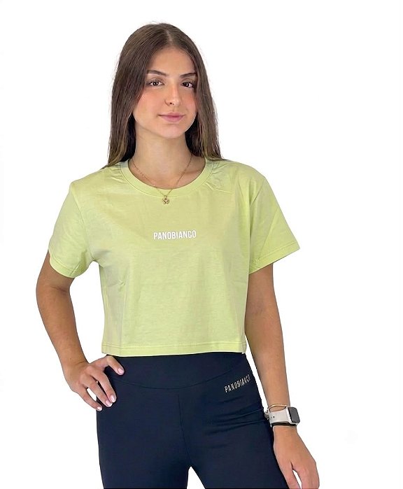 Camiseta Cropped (Meia Malha) - Verde Limão