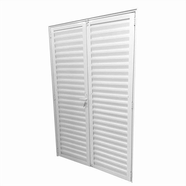 PORTA DE ABRIR 2 FOLHAS COM PALHETA ALUMÍNIO BRANCO LINHA 25