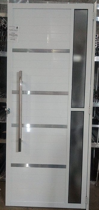 PORTA LAMBRIL COM 2 VISORES  E FRISO ALUMÍNIO BRANCO LINHA 25 PREMIUM