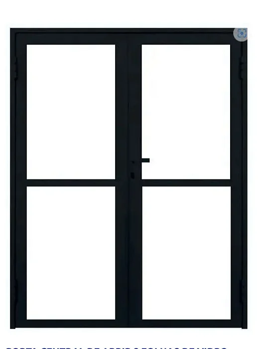 PORTA DE ABRIR 2 FOLHAS DE VIDRO ALUMÍNIO PRETO LINHA 25