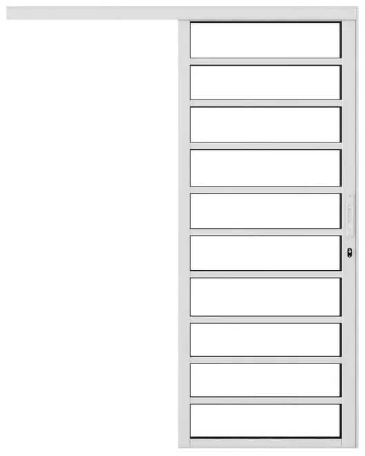 Porta de Correr Suspensa Travessa Alumínio Branco