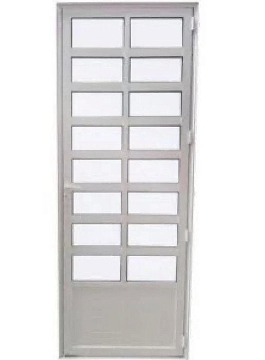 PORTA DE GIRO MODELO TRAVESSA COM LAMBRIL ALUMÍNIO BRANCO LINHA 25