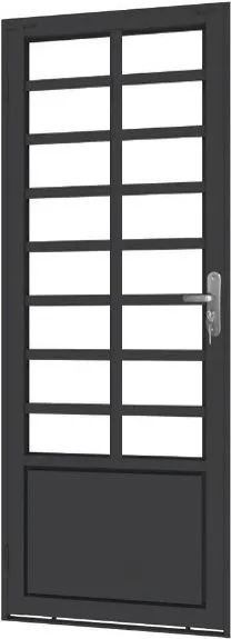 PORTA DE GIRO MODELO TRAVESSA COM LAMBRIL ALUMÍNIO PRETO LINHA 25