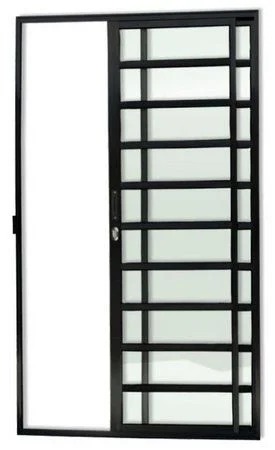 PORTA DE CORRER TRAVESSA 2 FOLHAS MÓVEIS ALUMÍNIO PRETO LINHA 25 PREMIUM.