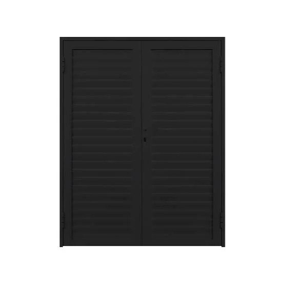 PORTA DE ABRIR 2 FOLHAS COM PALHETA ALUMÍNIO PRETO LINHA 25 (COM VENTILAÇÃO)