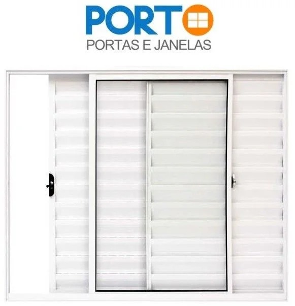 Janela Veneziana 3 Folhas Alumínio Branco Linha Economy | Vidro Liso e Alta Resistência