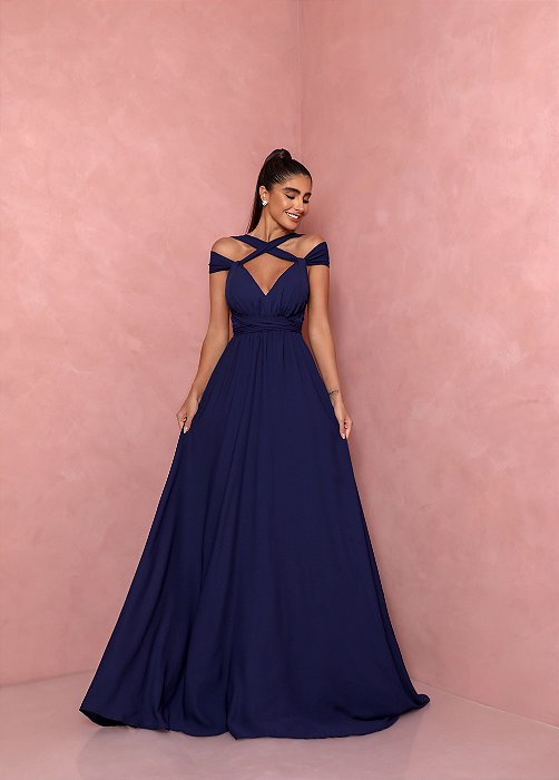 VESTIDO MELBOURNE LONGO MULTIFORMAS - AZUL MARINHO