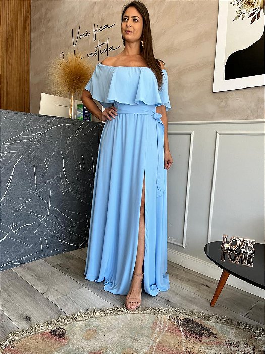 VESTIDO KAREN LONGO - AZUL SERENITY