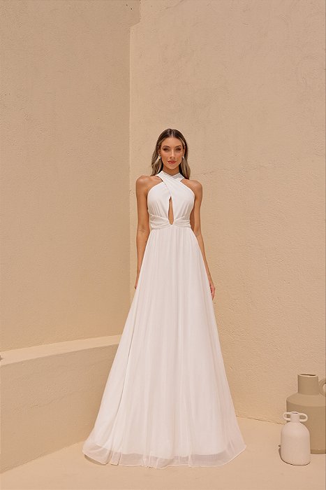 VESTIDO KELLY LONGO TULE NOIVINHAS - OFF WHITE