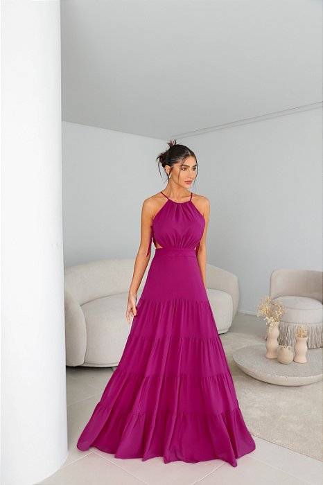 VESTIDO MALTA LONGO - CEREJA