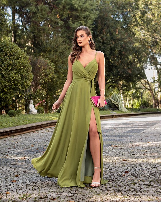 VESTIDO BEATRIZ FRANZIDO BUSTO - VERDE AVOCADO