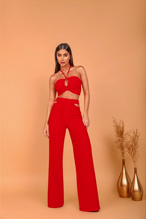 CONJUNTO BERLIM CALÇA VAZADA - VERMELHO
