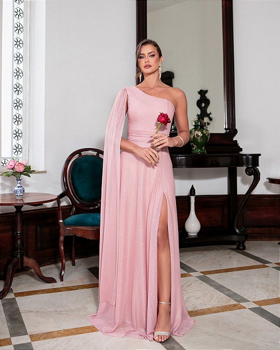 VESTIDO MALIBU  UM OMBRO - ROSÉ