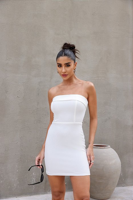 VESTIDO CURTO T.Q.C DARA - OFF WHITE