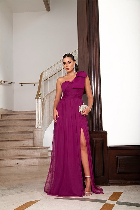 VESTIDO FESTA LUPITA LONGO TULE - FÚCSIA